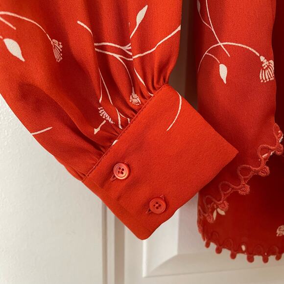 Joie Orange floral blouse, XXS - Picture 4 of 10